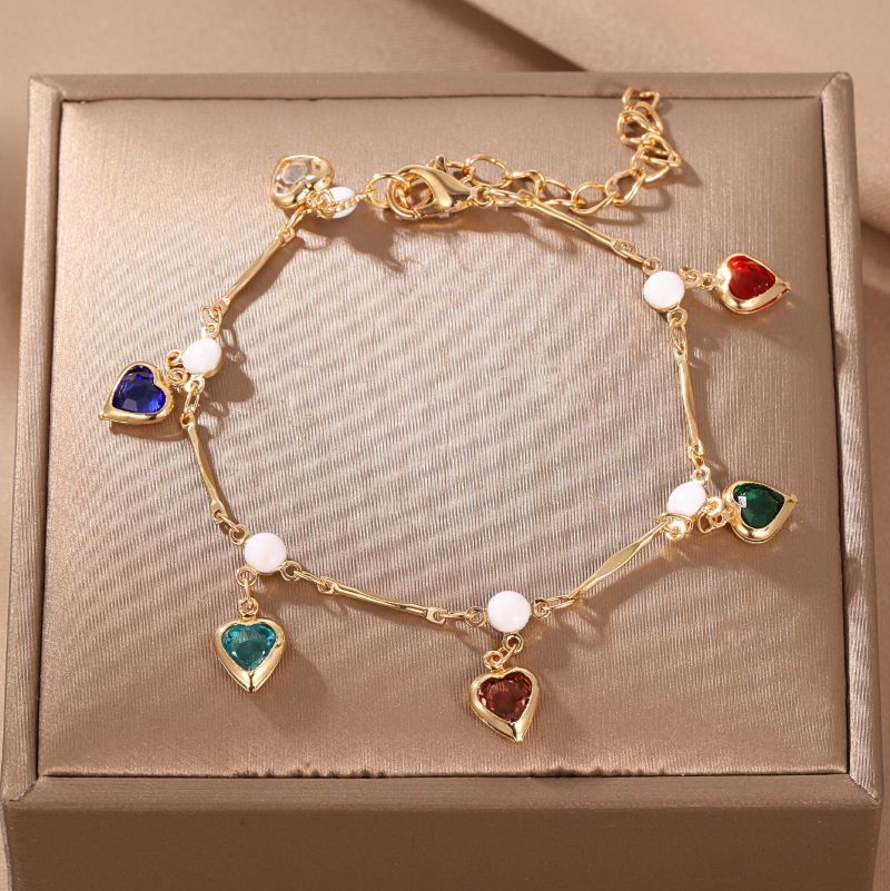 Loving Heart Multicolor Cutout Circle Diamond Bracelets