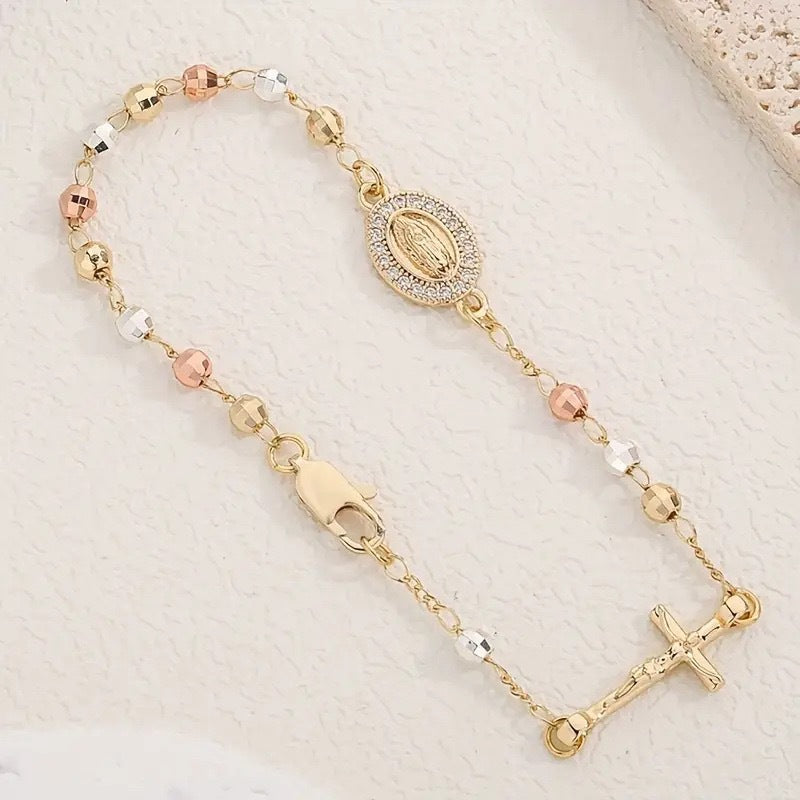 Cross Bead Diamond Copper Color Light Luxury Necklaces