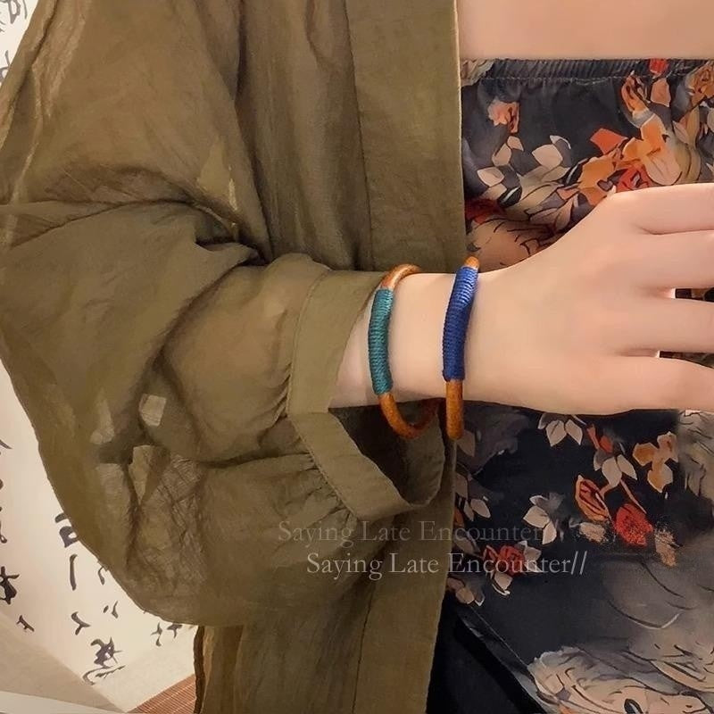 Einfache Fashionmonger-Armbänder für Damen aus Leder mit Handseil-Paar