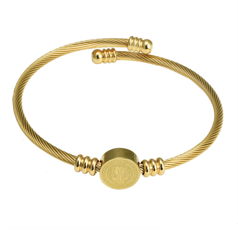Trendy Stainless Steel Adjustable Opening Priest Religious Bracelets
