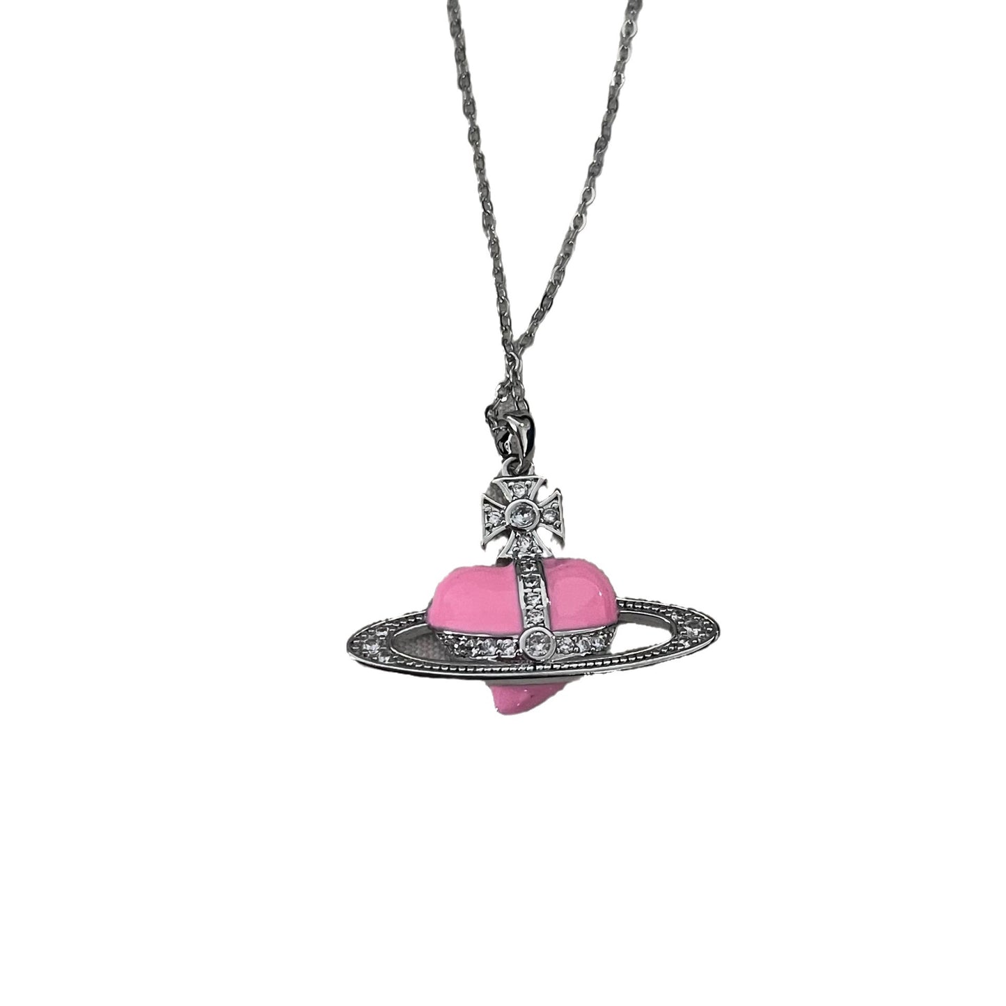 Saturn Niche Design Enamel Love Pendant Necklaces