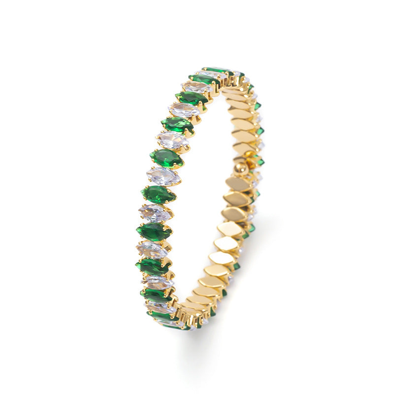Women's Steel Zircon Stylish Opening Adjustable Titanium Bracelets