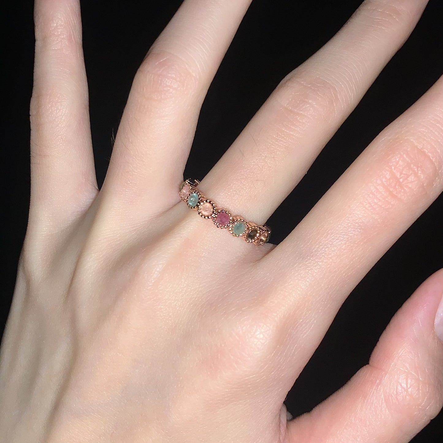 Tourmaline Rainbow High Sense Niche Style Fashion Sweet Ring