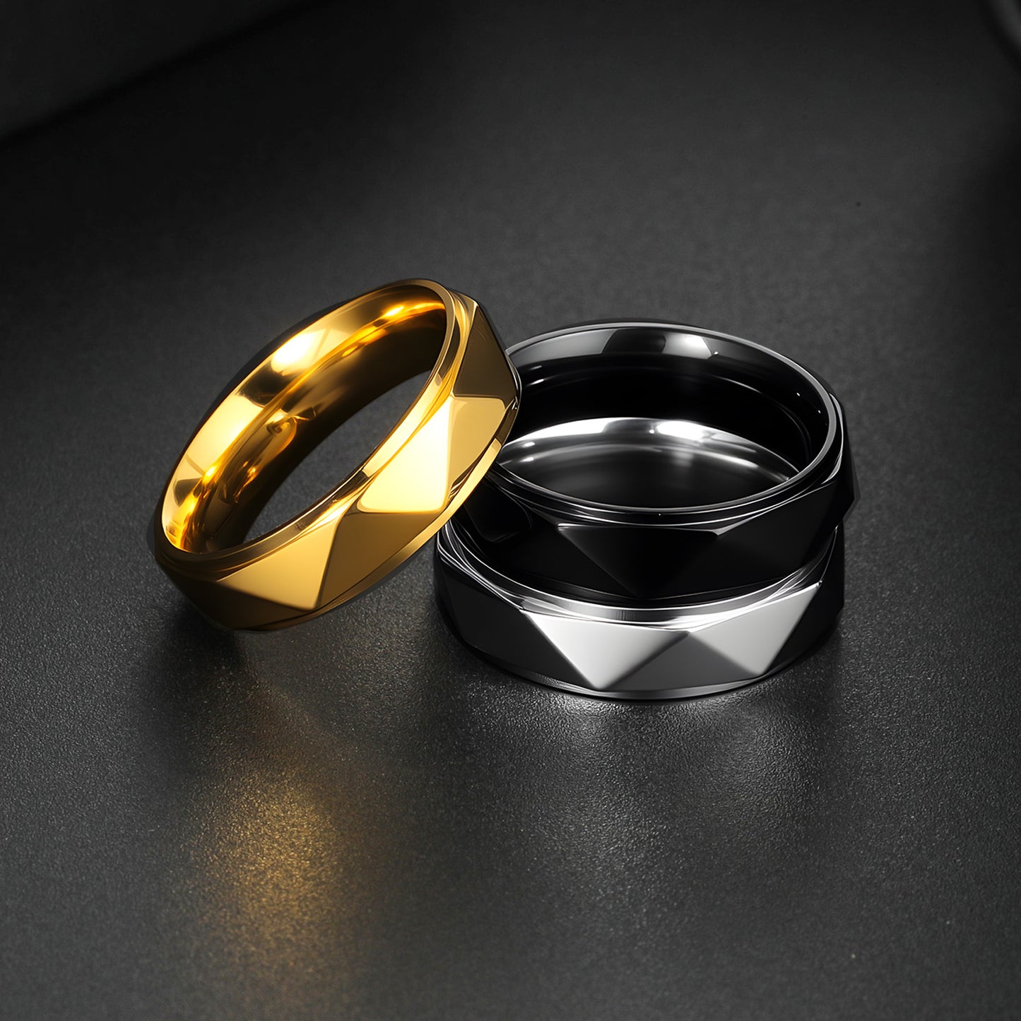 Women's & Men's Punk Step Triangle Grinding Surface For Rings