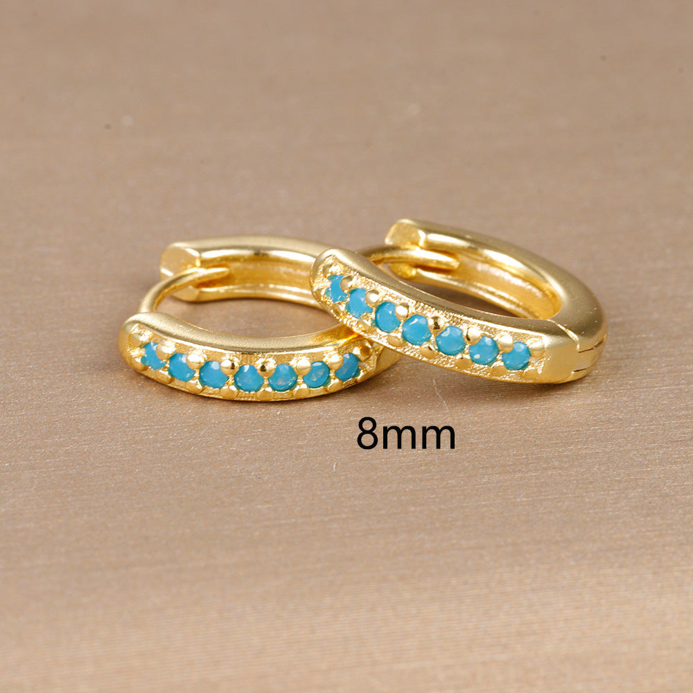 Simple Eardrop Blue Pine Zircon Circle Ear Bracelets