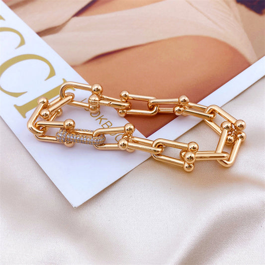 Women's Style Home Creative Micro Diamond U-shaped Hook Bracelets