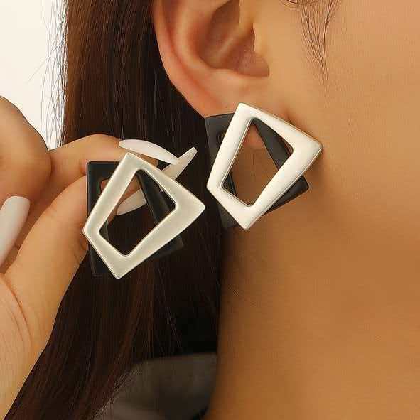 Women's & Men's Simple Style Geometric Exaggerated Fashion Quadrangle Color Matching Personality Jewelry Set