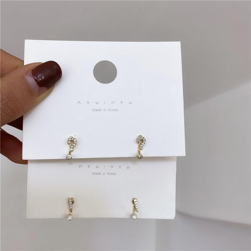 Mark Exclamation Funny Female Sier Needle Micro Earrings