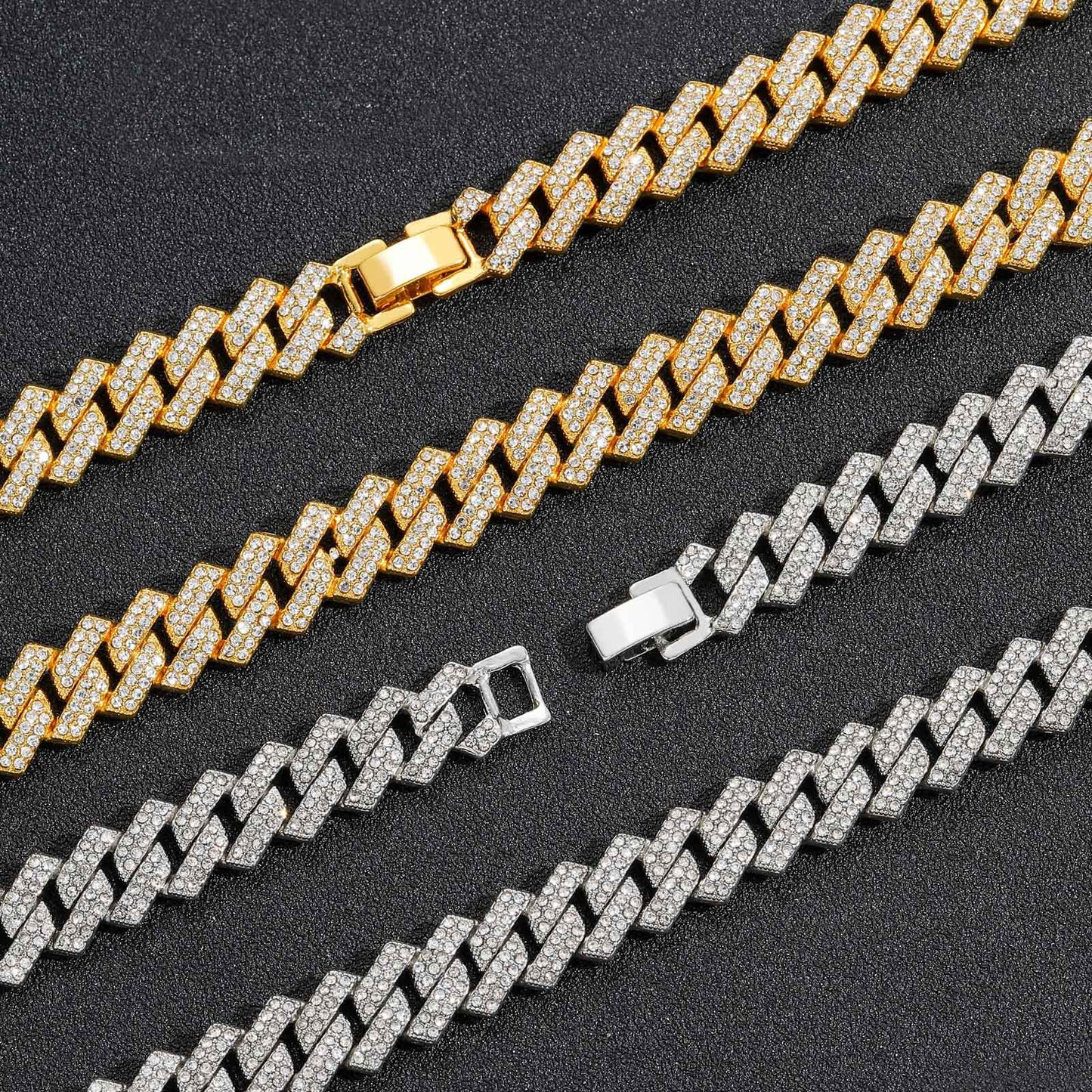 Men's Hop Diamond Cuban Link Chain Bar Necklaces