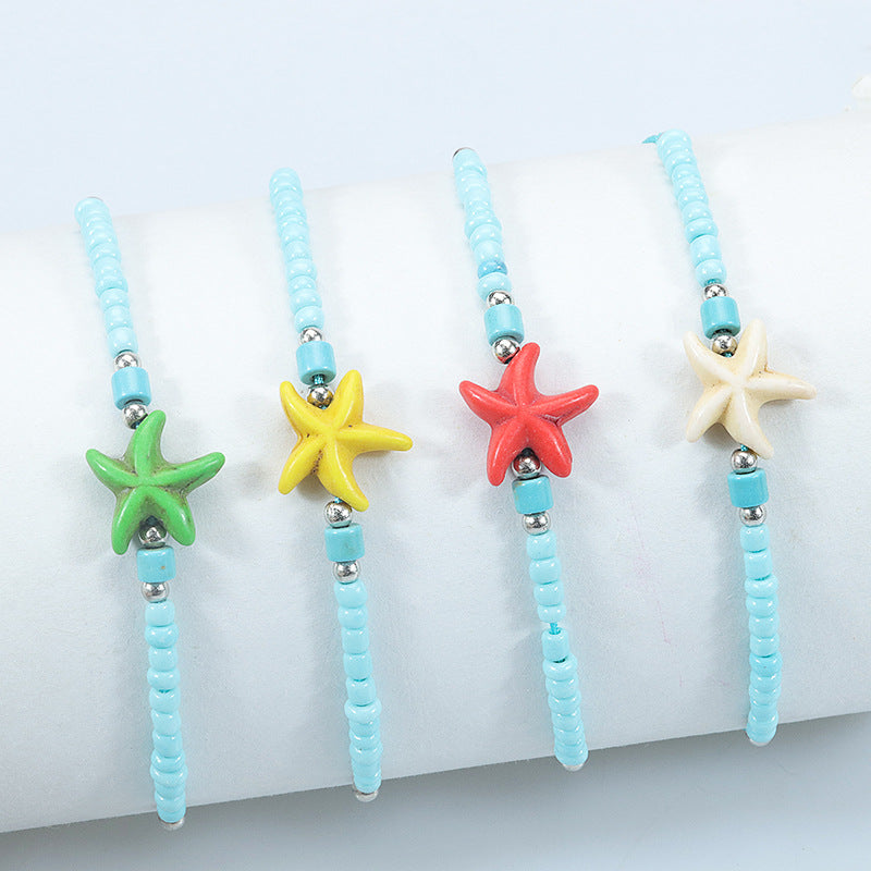 Ocean Beach Surfing Colorful Starfish Bead Bracelets