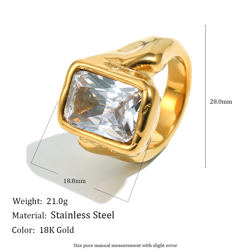 Fashion Simple Hand Stainless Steel Gold-plated Dark Pattern Rings