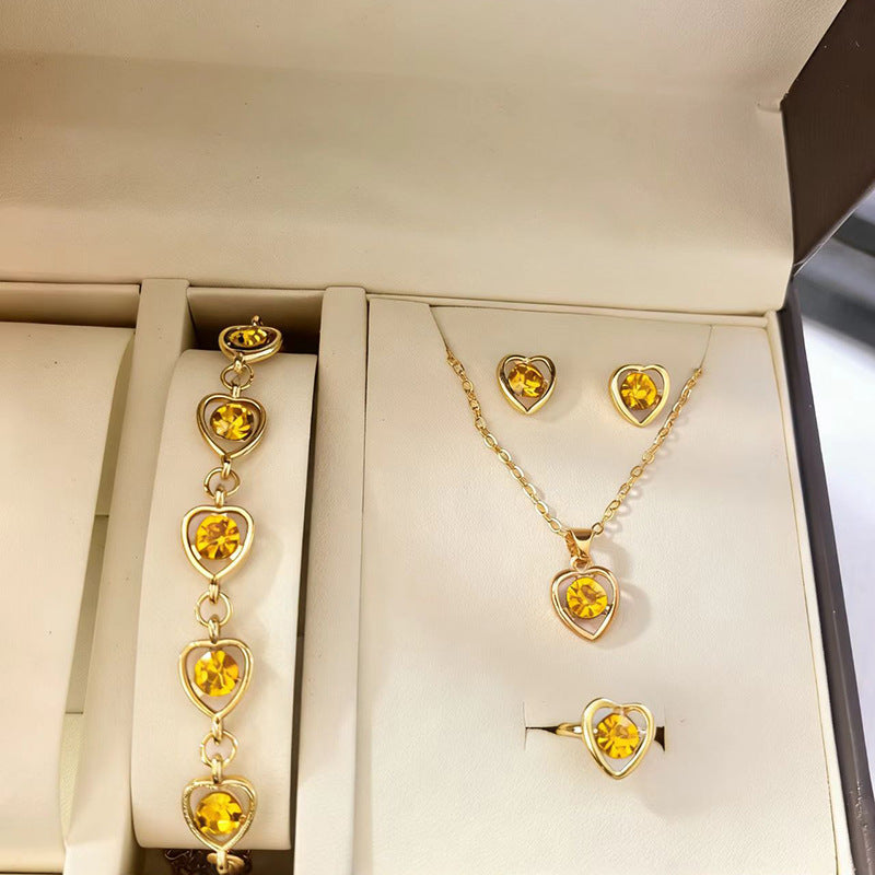 Drip Glazed Exquisite Simple Minority Fashion High-grade Clavicle Chain Elegant Jewelry Set