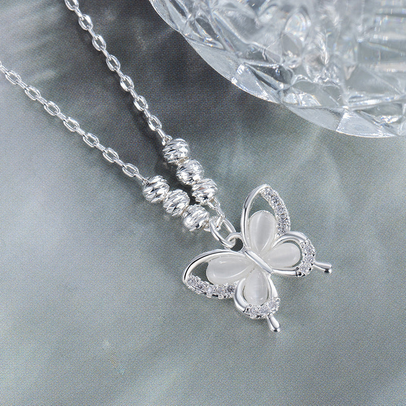 Chinese Style Opal Butterfly Cold Feeling Design National Fashion Exquisite Necklace