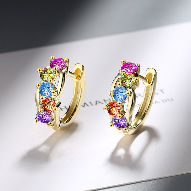 Personalized Colorful Crystals Clip Female Fashion Ear Buckle