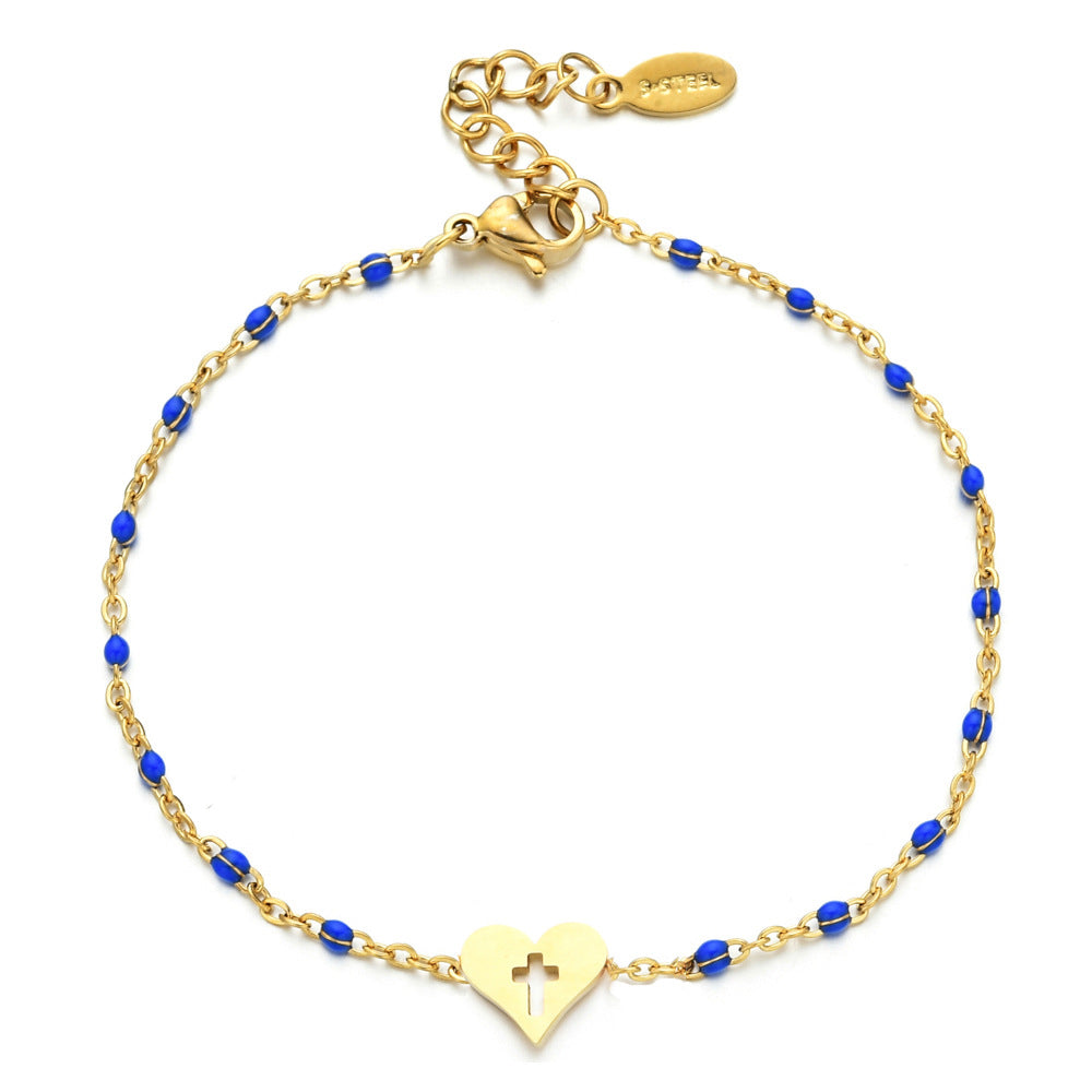 Stainless Steel Colorful Oil Female Creative Peach Heart Bracelets