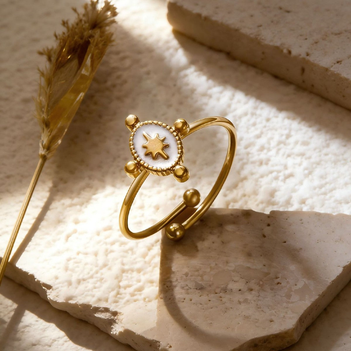 French Retro Asterism Open Light Luxury Minority Ring