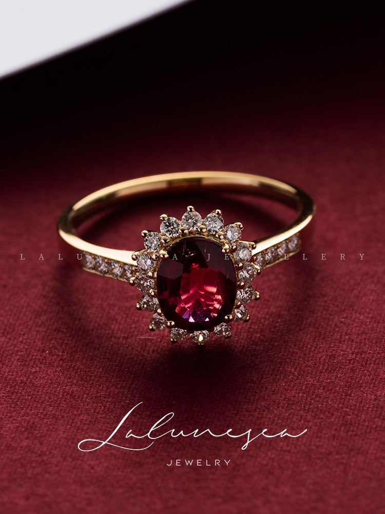 Women's Sier Plated Vintage Ruby Sterling Exquisite Rings