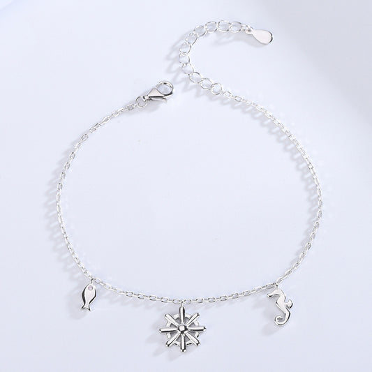 Women's Rudder Sier Korean Fashion Beauty Boat Anchor Bracelets