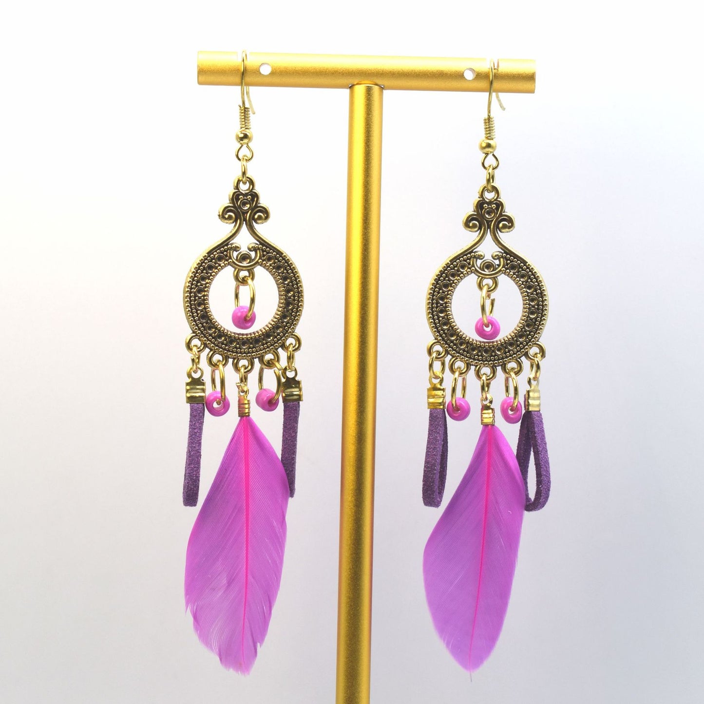 Style Vintage Feather Long Holiday Beads String Earrings