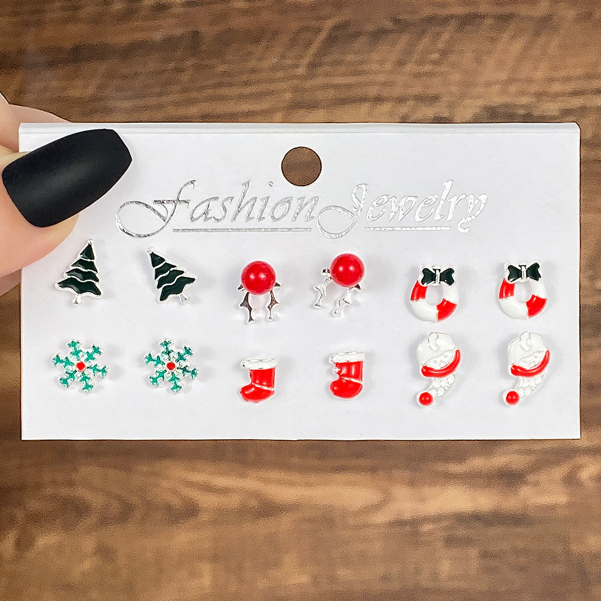 Snowflake Bell Combination Suit Cartoon Drip Crutch Earrings