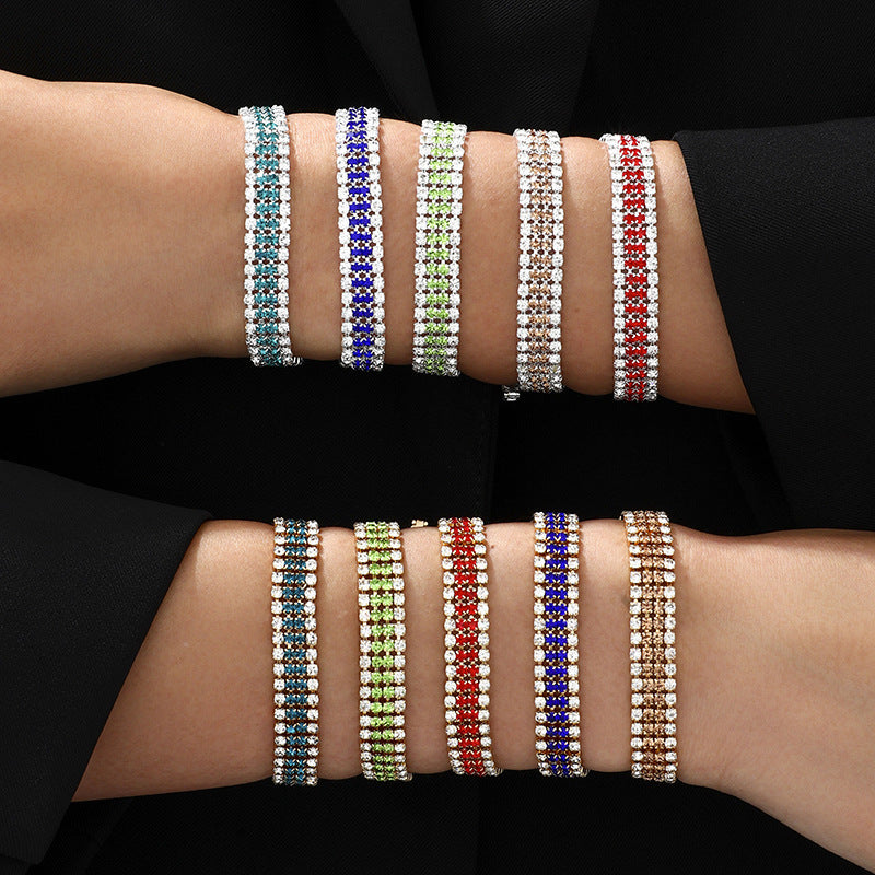 Women's Roman Crystal Gold Simple Full Diamond Claw Bracelet