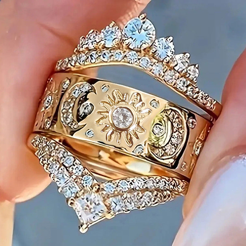 Palace Style Advanced Old Money Female Three-in-one Ring