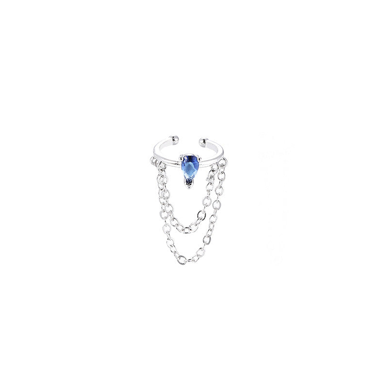 Women's French Style Chain Klein Blue Retro Gold Asterism Rings