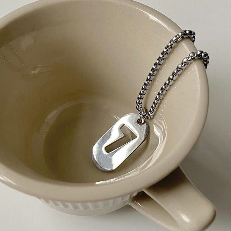 Men's Lucky Number Square Plate Titanium Steel Female Necklace