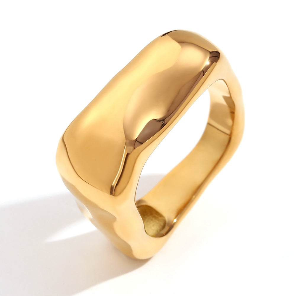 Fashion Simple Niche Stainless Steel Gold-plated Ring