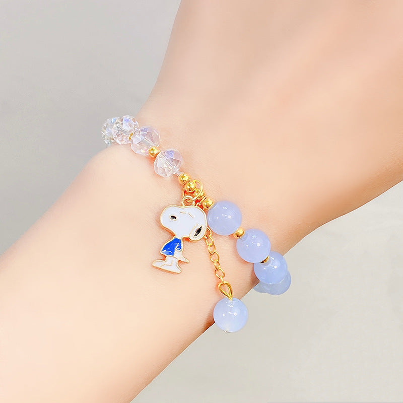 Bracelets de fleurs en cristal de dessin animé de princesse perlée pour enfants