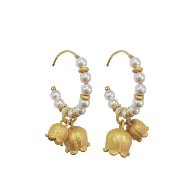 Boucles d'oreilles Lily Pearl rétro pour femmes, luxe abordable, tempérament de niche