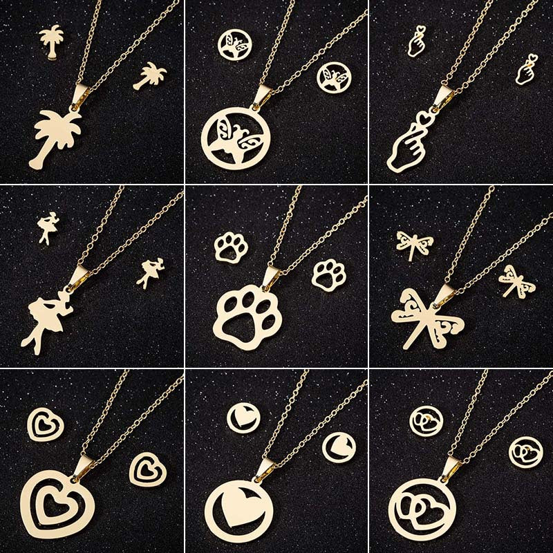 Animal Three-piece Fashion Geometry Pattern Gesture Necklaces