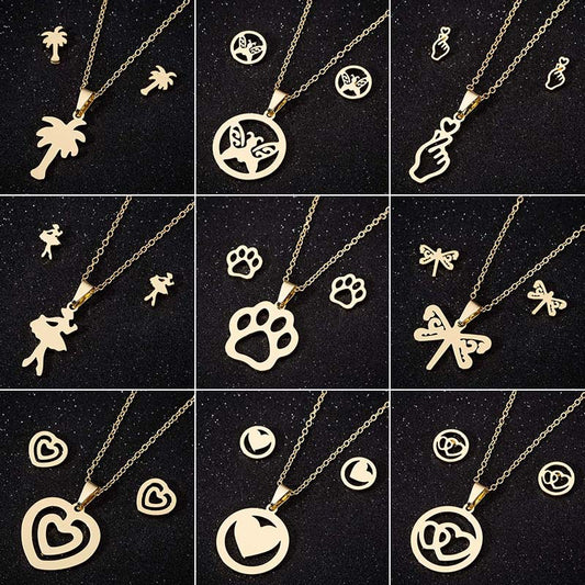 Animal Three-piece Fashion Geometry Pattern Gesture Necklaces