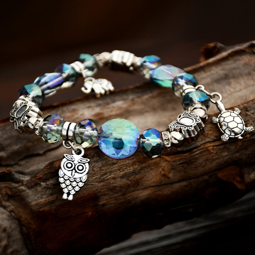 Women's Elephant Pendant Colorful Crystal Miao Sier Butterfly Bracelets