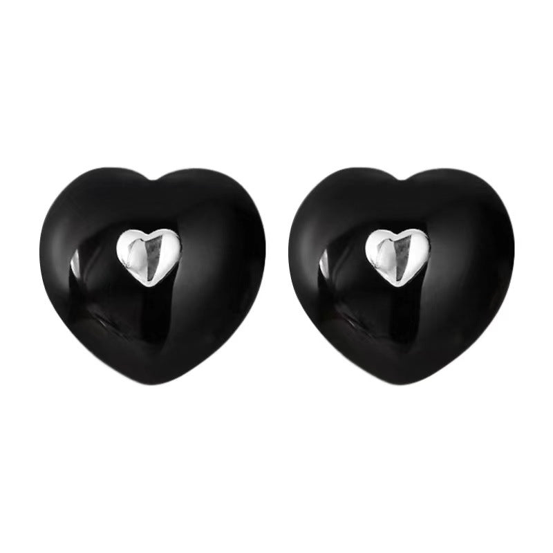 Nischenanzug-Love-Halsketten aus Sterling Silber mit schwarzem Onyx