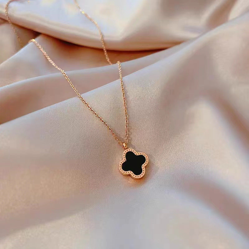 Clover Female Titanium Steel Double-sided Clavicle Necklaces