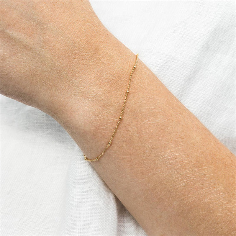 Bracelets classiques en acier inoxydable à perles simples pour femmes