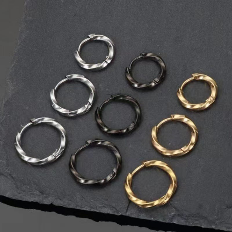 Women's & Men's Stainless Steel Square Twisted High-grade Niche Trendy Unique Simple Earrings