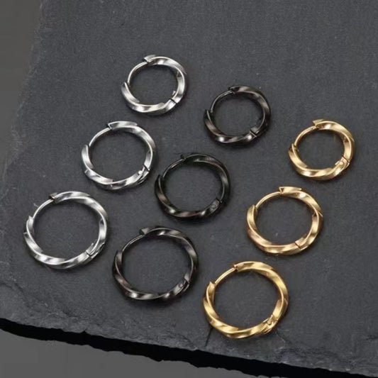 Women's & Men's Stainless Steel Square Twisted High-grade Niche Trendy Unique Simple Earrings