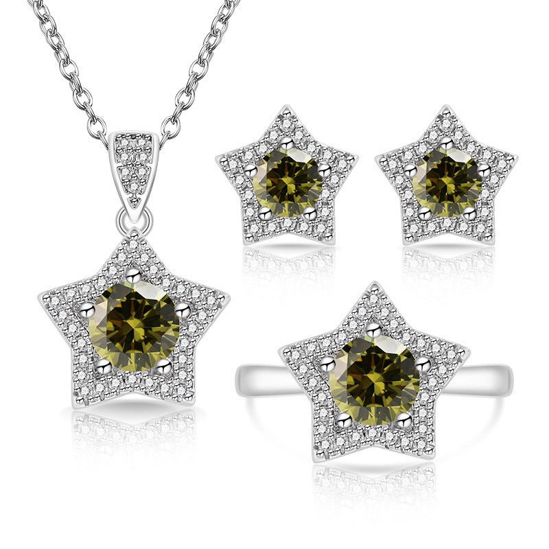 Women's Fashionable Eight Hearts Arrows Colored Gems Jewelry Set