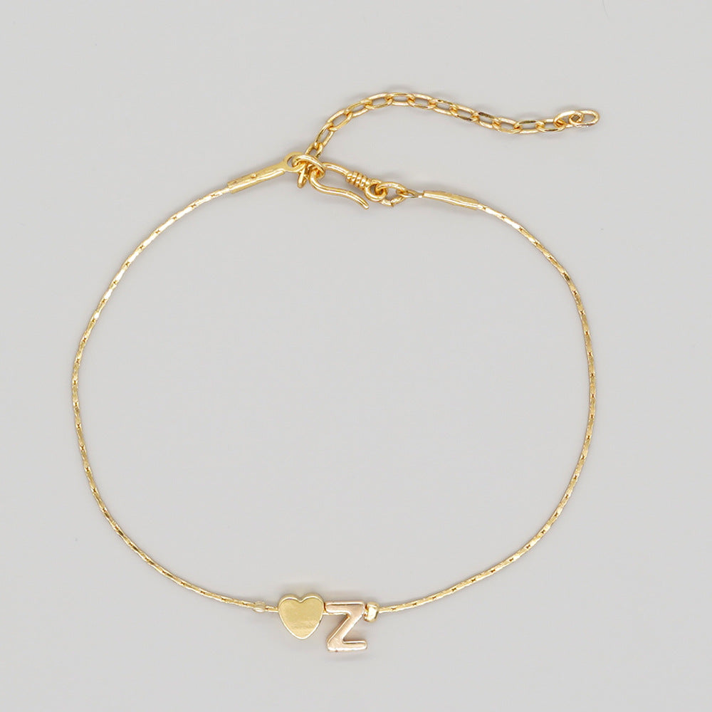 Women's Chain Gold Plated Peach Heart Heart-shaped Letter Bracelets