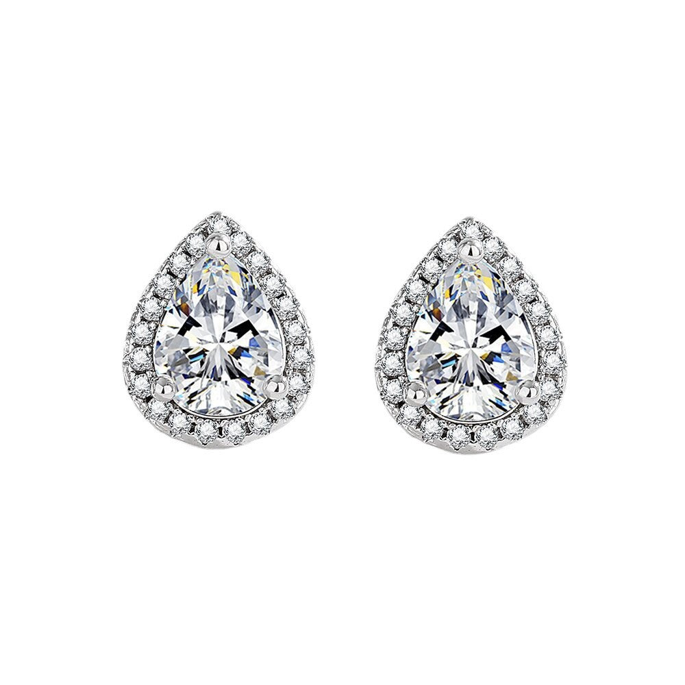 Women's Live Classic Drop-shaped Zircon Sier Earrings