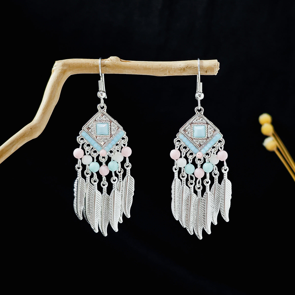 Geometric Round Ethnic Bohemian Retro Tourist Attractions Long Earrings