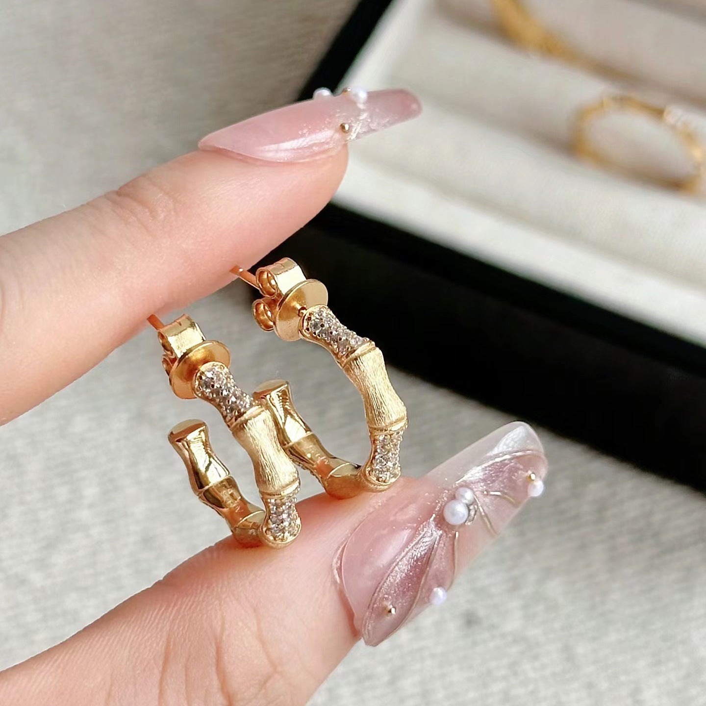 Chinese Brushed Bamboo Joint Italian Light Jewelry Set
