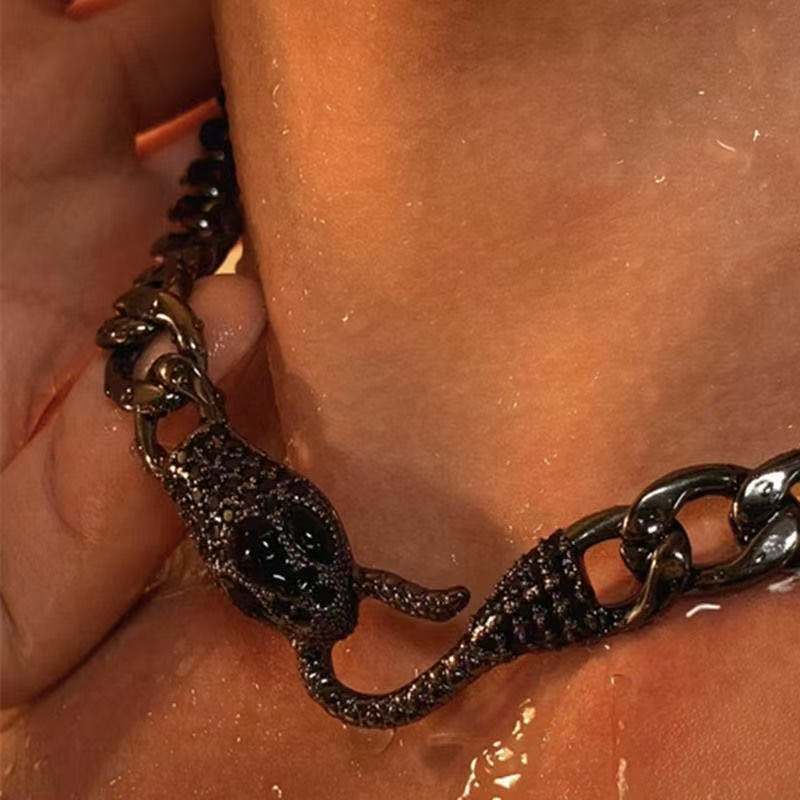 Cuban Gun Black Snake Personalized Clavicle Chain Necklaces