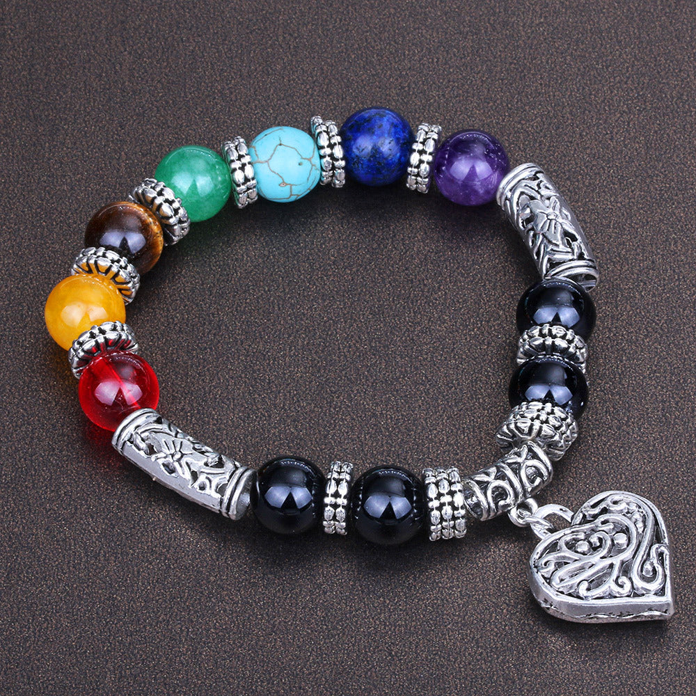 Women's Retro Simple Volcanic Rock Palm Eyes White-barked Bracelets