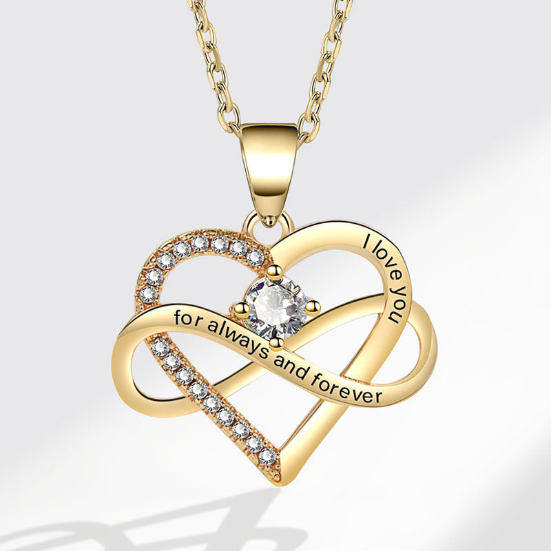 Lettering Fashion Micro Inlay Heart-shaped Simple Necklaces