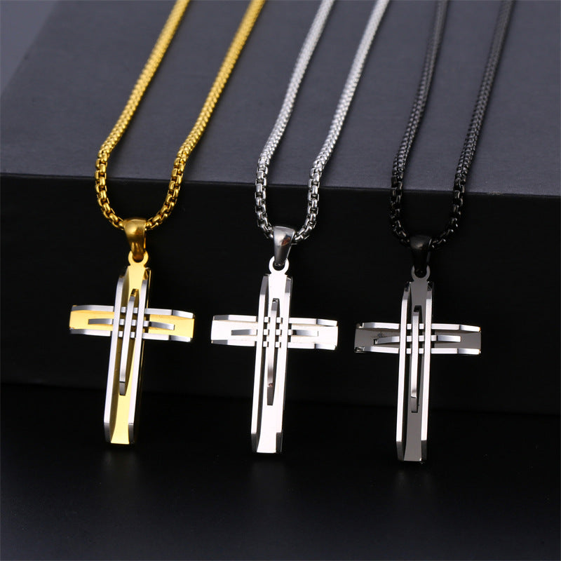 Fashion Design Combination Cross Trendy Stainless Necklace