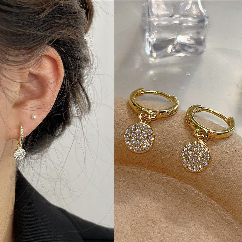 Rhinestone Ear Clip Eardrops Exquisite Sweet Hoop Earrings