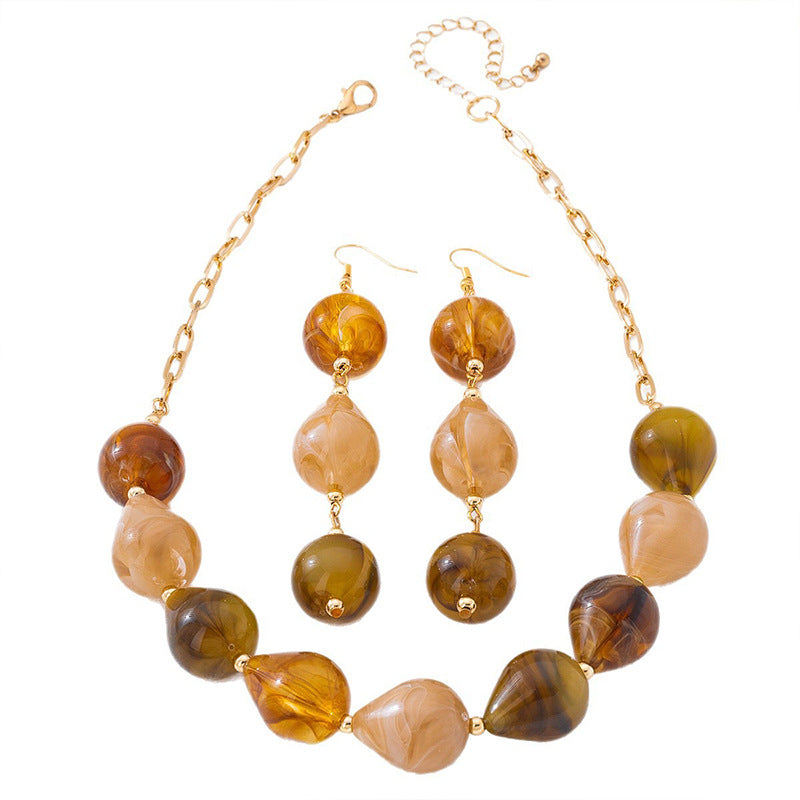 Retro Vacation Style Two-color Acrylic Water Necklace